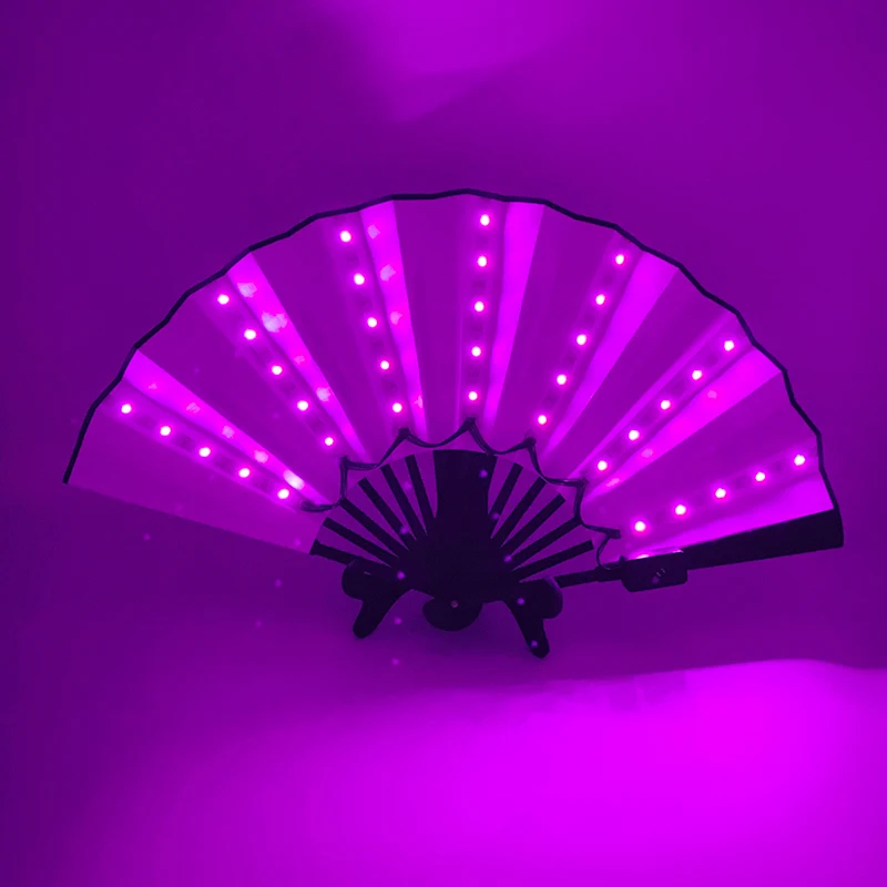 Rechargeable Color Changing Luminous Folding LED Fan Dancing Light Fan Flashing For Night Music Show Rave Accessories