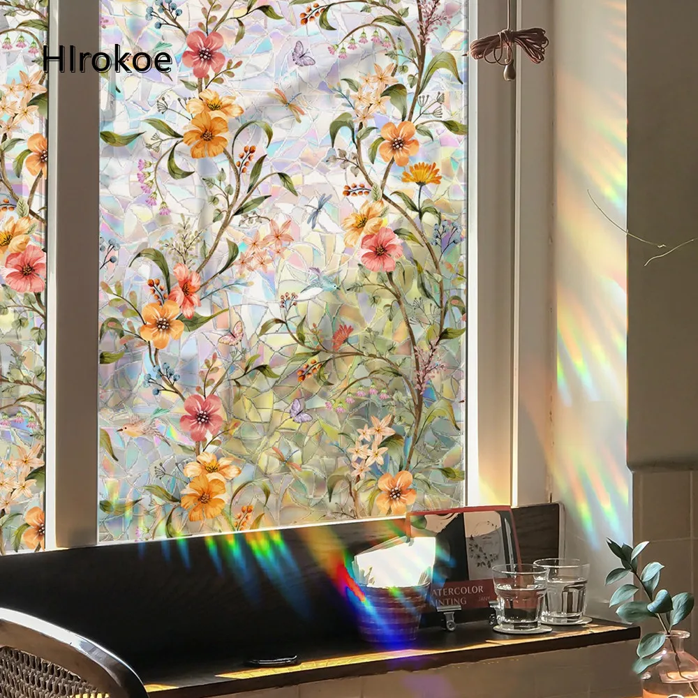 

Colorful Flower Glass Window Stickers Electrostatic Stickers Sunlight Glass Film Fenetre Window Stickers Home Wall Decoration