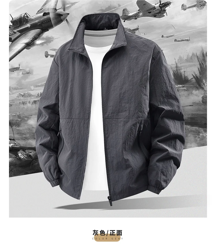 Outdoor-Jacke für Herren in Übergröße bis 8XL, Herbst-Winter Wander- und Campingjacke, Windbreaker in Übergröße, Frühling Oversized Oberbekleidung – Detail 12
