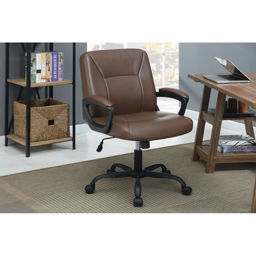 Relax Cushioned Office Chair 1pc Brown Color Upholstered Seat Back Adjustable Chair Comfort Designer Elastic Office Furniture