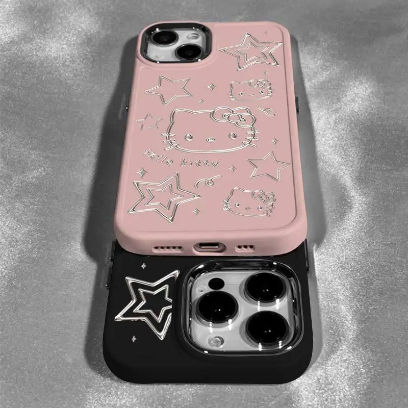 Kawaii Hello Kitty Cartoon Print Phone Case Suitable for Iphone 15Promax 14Plus Silicone 13Pro12/11 Soft Shell X/xs Phone Case