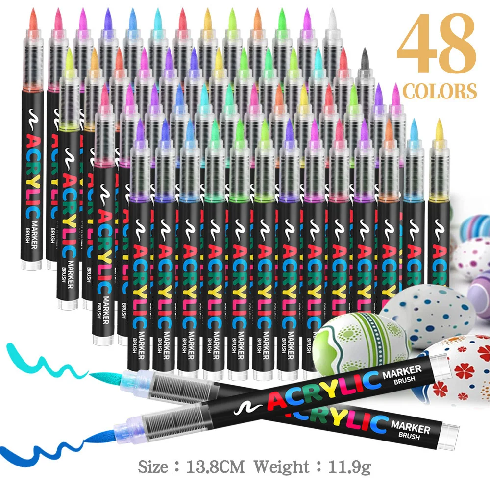 12/24/36/48 Color Acrylic Paint Pen Markers Brush Tip Paint Marker For Rock Painting Wood Canvas Stone, Christmas Gift DIY Craft - Image 5