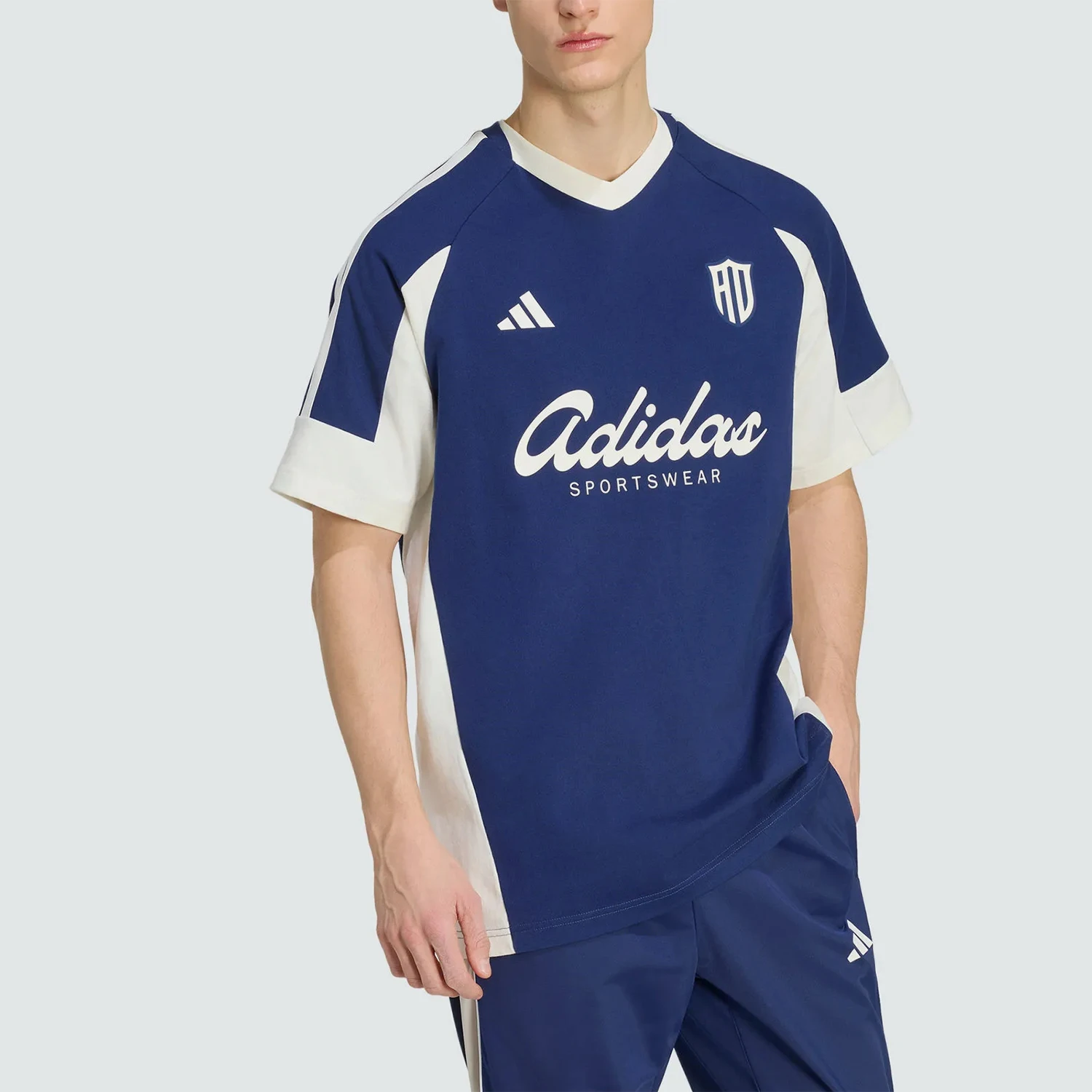 Adidas genuine three stripe football style series new men's short sleeved T-shirt KX9963