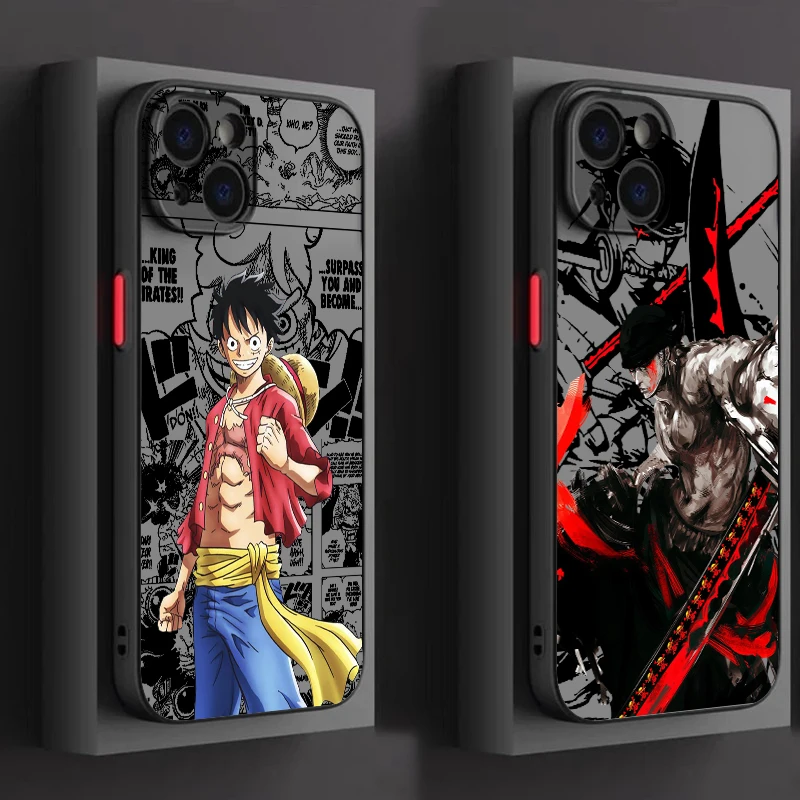 Anime Cartoon Ones Piece Frosted Translucent For Apple iPhone 15 14 13 12 11 XS XR X 8 7 SE Pro Max Plus Mini Funda Phone Case
