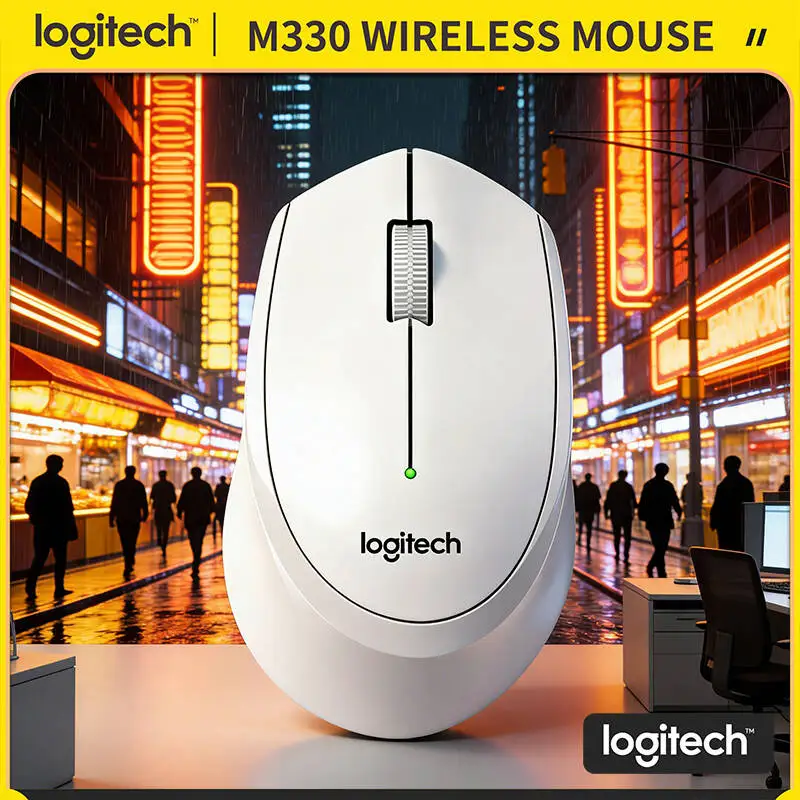 

Logitech M330 Ergonomic Wireless Mouse Silent Click 2.4GHz USB Receiver Comfortable Grip for Office Home Laptop Mac Windows