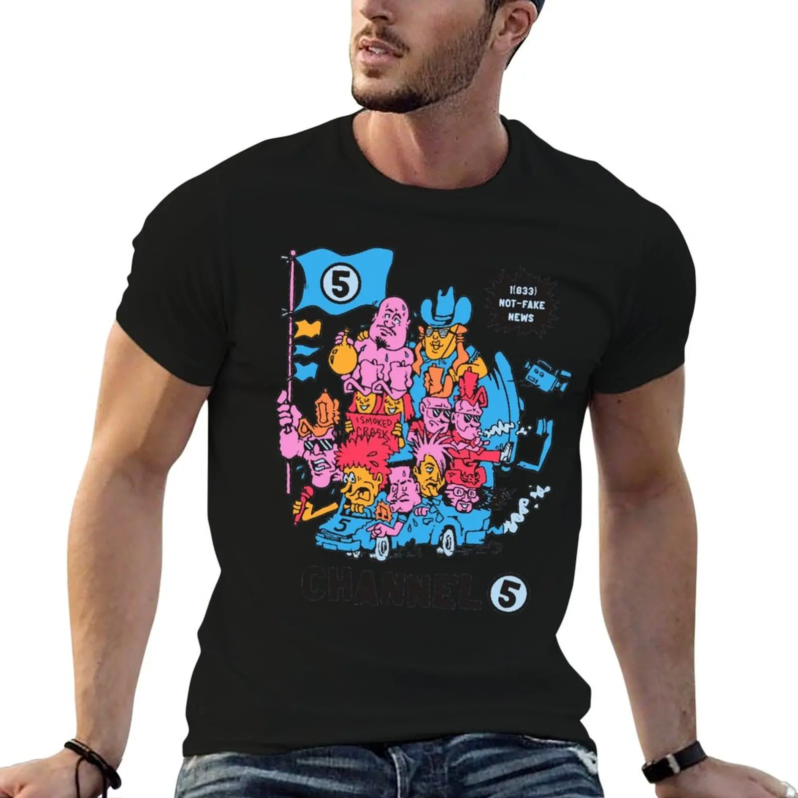 Canal 5, corriendo tus noticias, camiseta para hombre, Camiseta de algodón 100% esencial, camisetas de anime, camiseta de gran tamaño