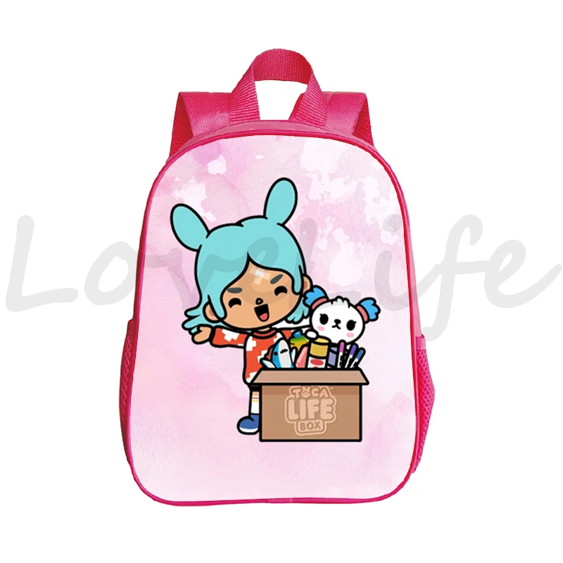 Toca Life World Print Plecaki Dzieci Kawaii Różowy Plecak Maluch Przedszkole Torba Dziewczynki Tornister Toca Boca Kids Mochila