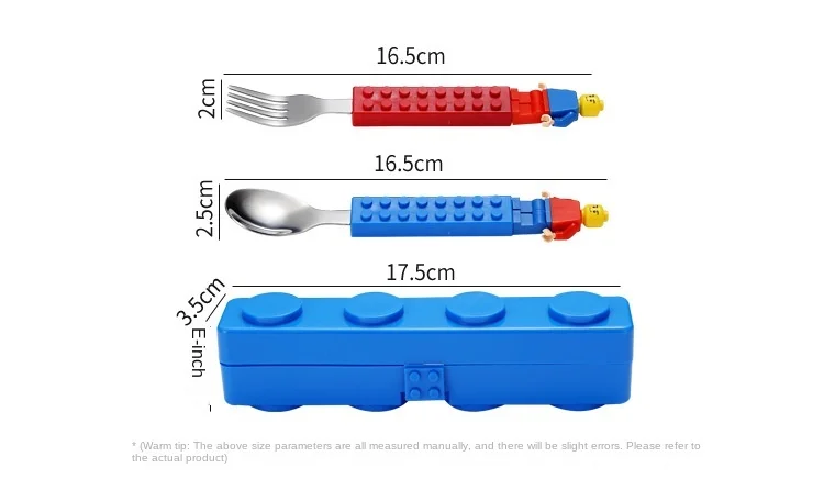 304 Stainless Kids Funny Fork Spoon Set Children Building Block