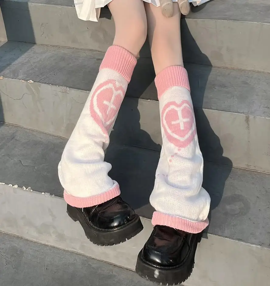 20pairs Kawaii Winter Leg Warmers Knitted Japanese Harajuku Style Loose High Socks Christmas Halloween Rave Party Decorations