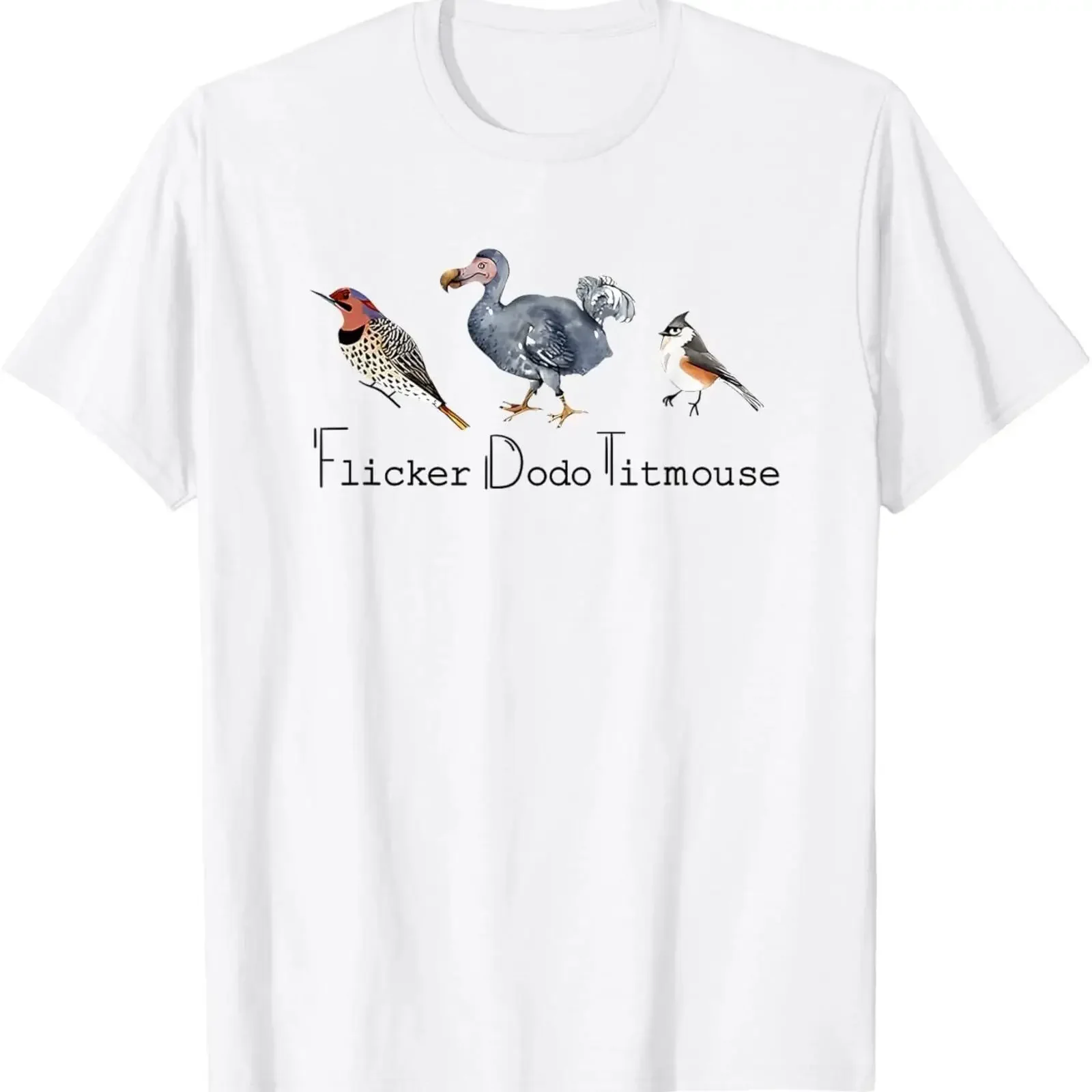 Bird Flicker Dodo Titmouse Animal Nature Lovers T Shirt vintage Washed streetwear designer clothes Casual Stylish Slightly
