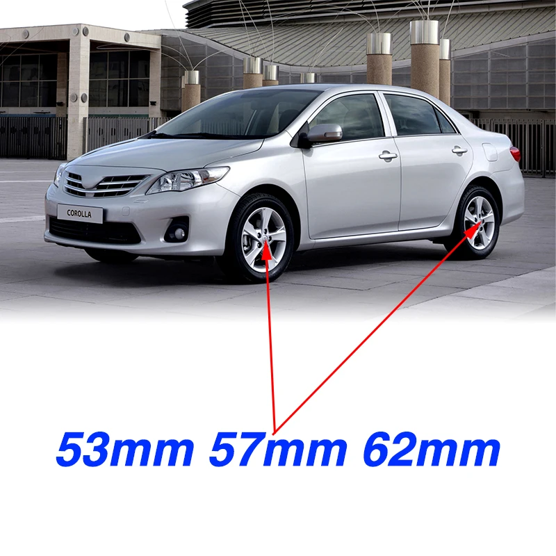 20 piezas 62mm 57mm 63mm 53mm tapacubos centrales de rueda de coche tapacubos de llanta negro plata cromado para accesorios de automóvil Corolla