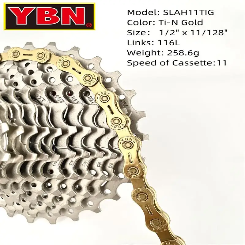 YBN Bike Chain 11 speed SLAH11 Half hollow  oil slick Titanium coating MTB road bike chain for Shimano/ SRAM