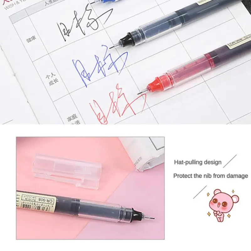 Bolígrafos de Gel tipo aguja de alta calidad, bolígrafo líquido recto, papelería Kawaii, suministros escolares y de oficina, escritura