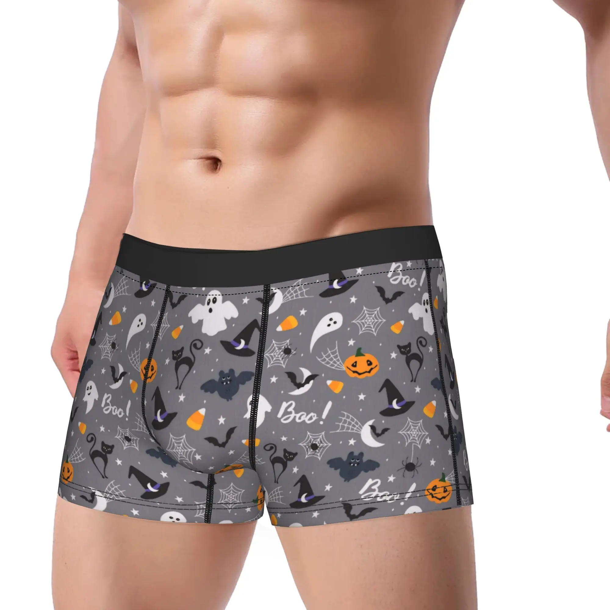 Halloween Ghost Pumpkin Spooky Trick Or Treat Witch Boxers Novelty Gift For Man Humor Underwear  Boxer Briefs
