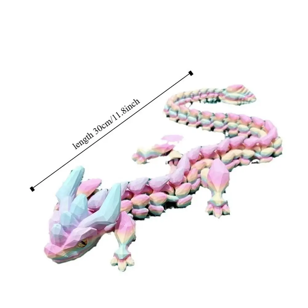 Dragão com chifres impresso em 3D luminoso que brilha no escuro Articulações Móveis Estatueta de dragão Simulação Ornamento de dragão multiarticulado