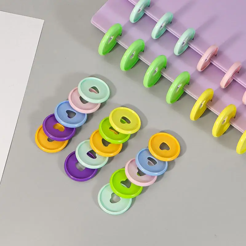 10Pcs Mushroom Hole Binding Buckle 28/32mm Love Heart Discbound Discs Ring For Loose Leaf Notepad Planner Diary Book Business