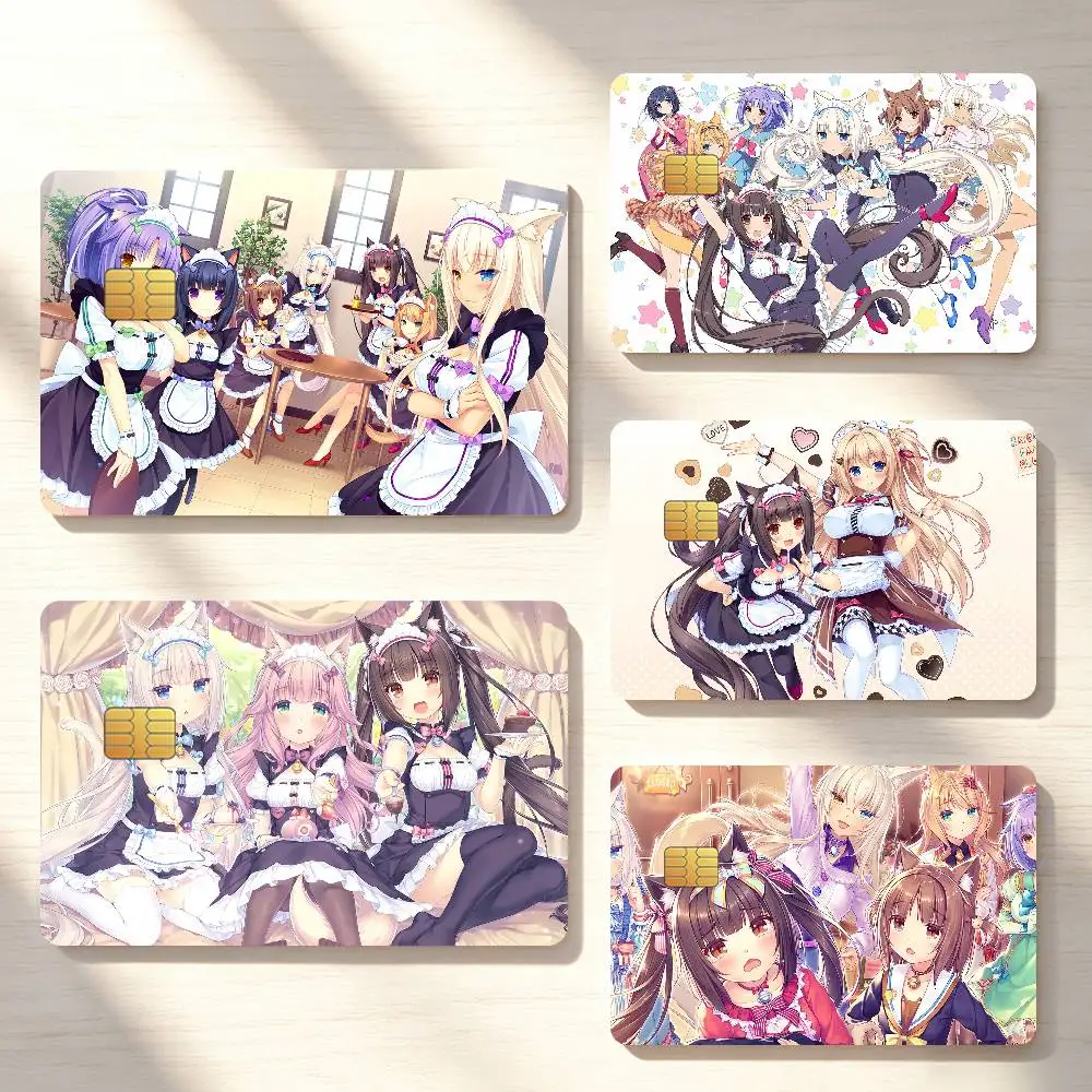 Game N-Nekopara Girl Cute Credit Card Skin Stickers For Bank Bus Metro Cards Waterproof Anti-Scratch Gift 4PCS