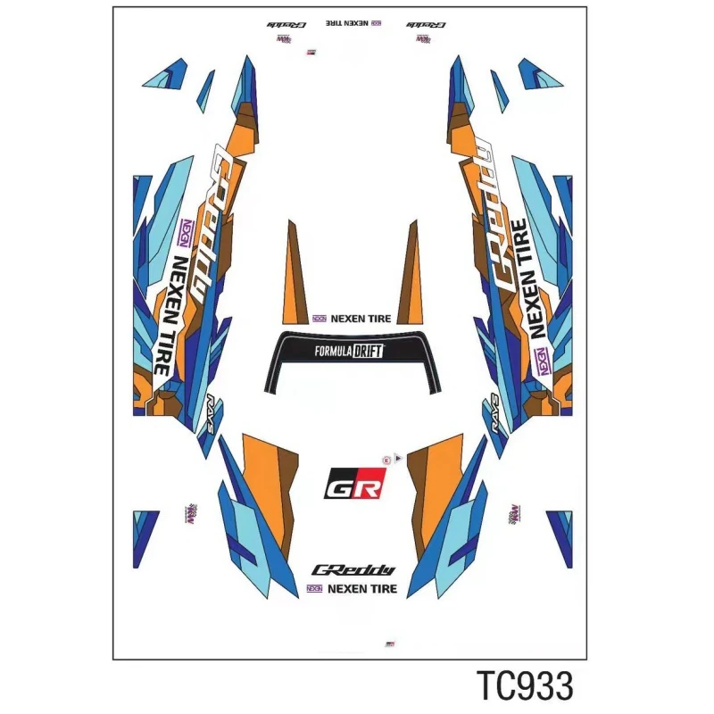 TC933 Scale 1/10 Rc drift sticker. 1/10 GR86 Greddy On road car Decals. 210mm x 297mm