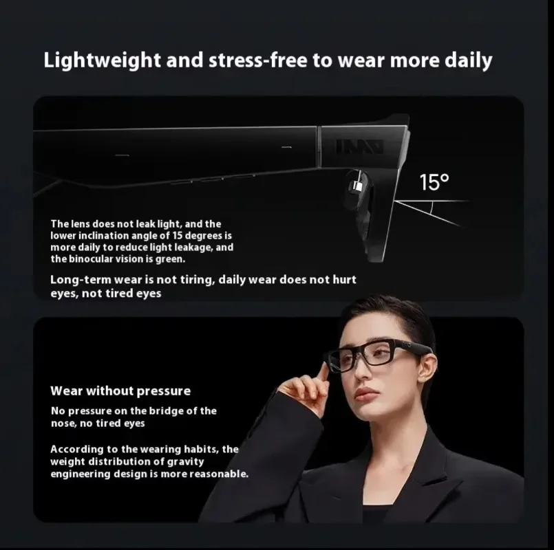 2025 نظارات AR الذكية الجديدة اللاسلكية لنظارات الواقع الافتراضي المحمولة التي تعمل بنظام أندرويد آيفون مع نظارات AR المترجم الكل في واحد INMO GO2