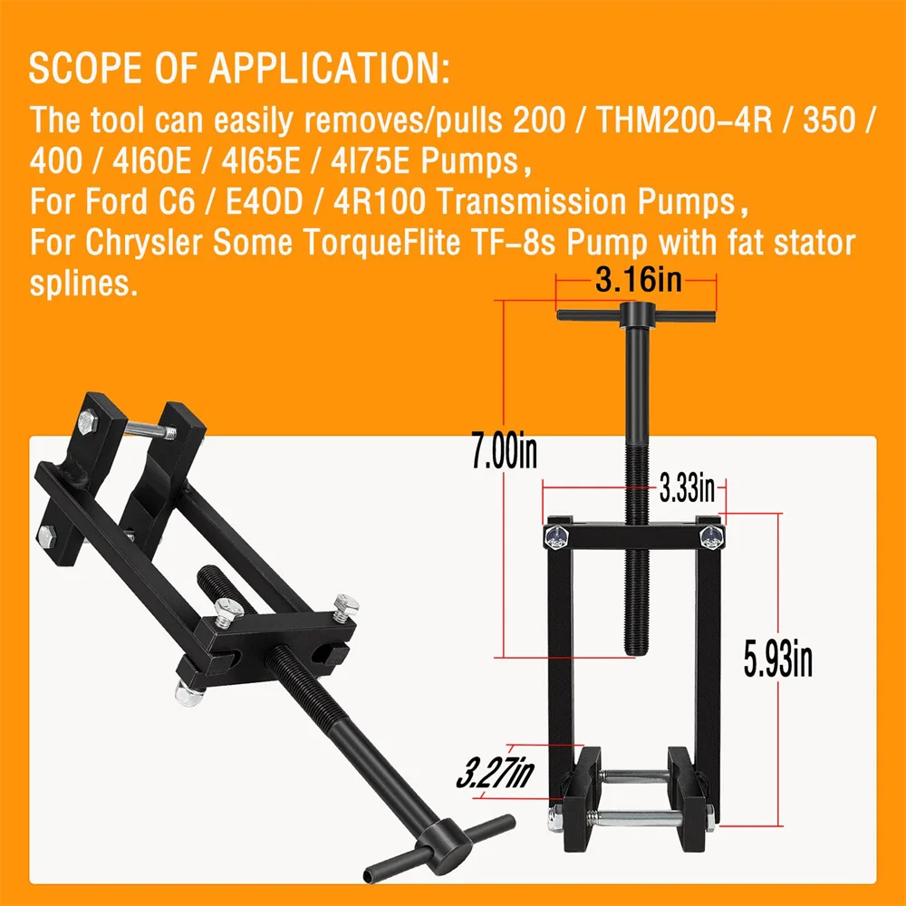 Transmission Pump Puller Tool,with Adjustable Jaws Pump Extractor for Ford C6 E4OD 4R100&200/THM200-4R/350/400/ 4l60E-4l75E More