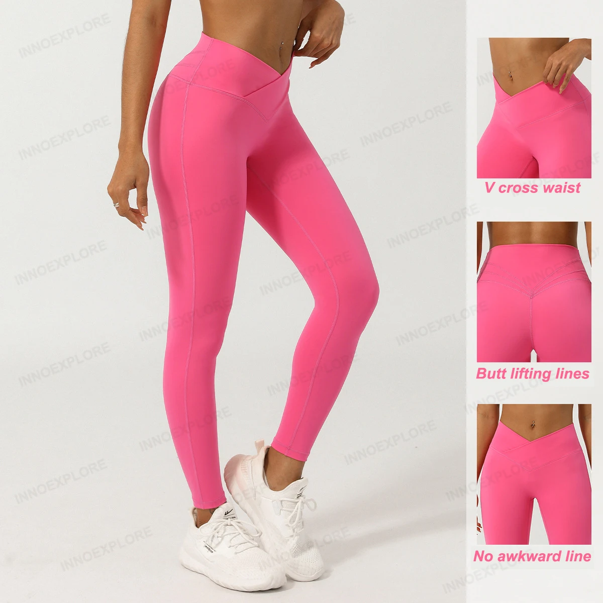 Women Yoga Leggings V Cross High Waist Gym Pants Seamless Spandex Fitness Workout Tights Quick Dry Butt Lifting Running Leggings