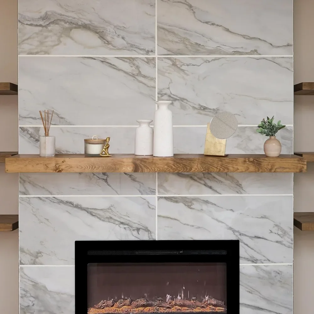 Modern Fireplace Mantel, Contemporary, Floating Mantle, Shelf, Hand Crafted, (Aged Oak, 60Lx3Hx8D), Fireplace Mantel