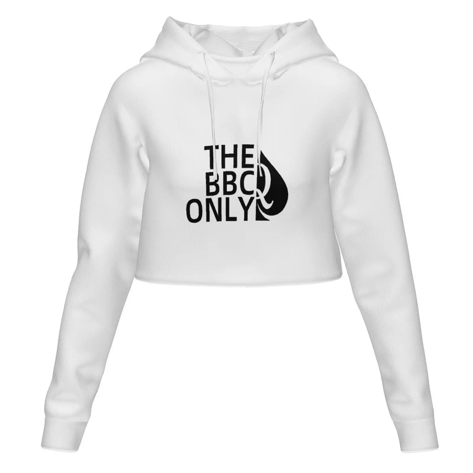 بلوفر نسائي قصير بغطاء للرأس مطبوع عليه BBC فقط، بلوفر قصير بأكمام طويلة #2
