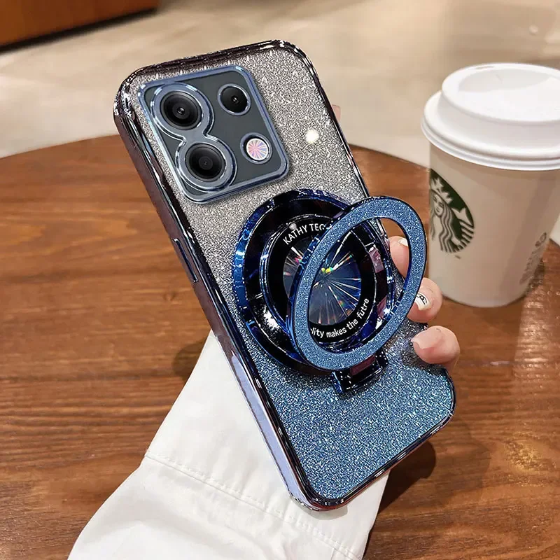 حافظة هاتف فاخرة بحامل شفط مغناطيسي لهاتف Redmi Note 13 4G 5G 12 11 10 9 7 8 PRO K 70 60 E 50 40 30 S غلاف مضاد للسقوط