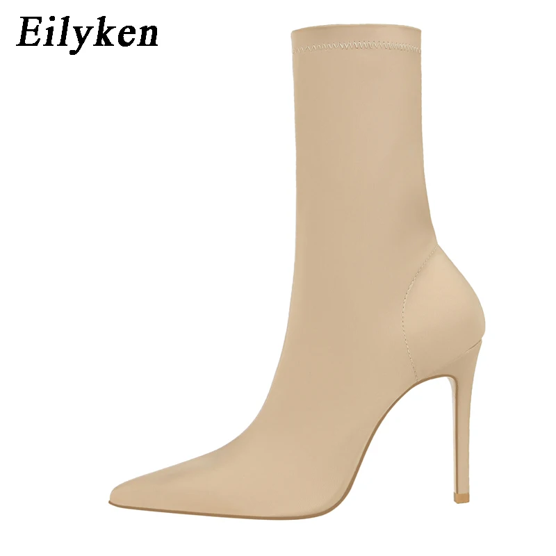 Eilyken calzini in tessuto elasticizzato moda invernale stivaletti donna scarpe a punta tacchi sottili scarpe Slip-On décolleté femminili