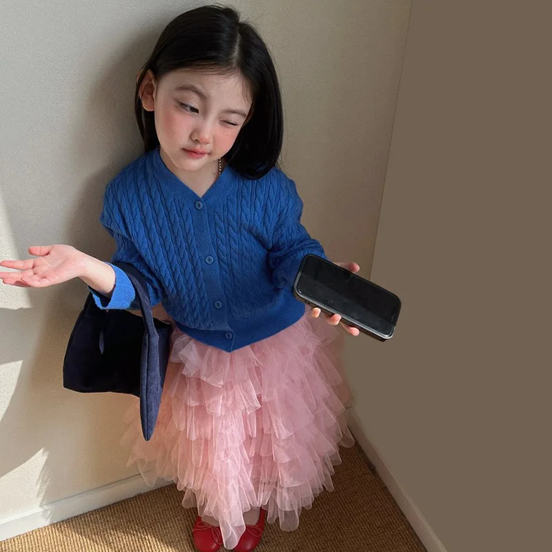 

Girls' Spring and Autumn Dress 2026 New Solid Color Cake Half Skirt Fashion and Cute Kids All-match Skirt