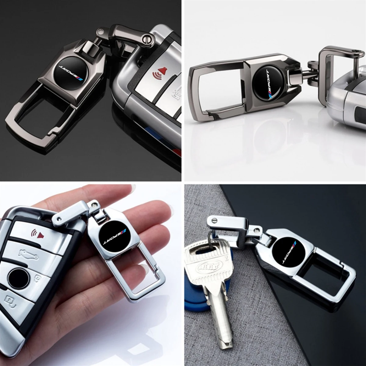 1pc Universal 360°Rotate Key Holder Car Metal Keychain For BMW 1 3 5 7 2 4 6 X Series X1 X3 X5 X6 X4 Motorcycle Key Chain
