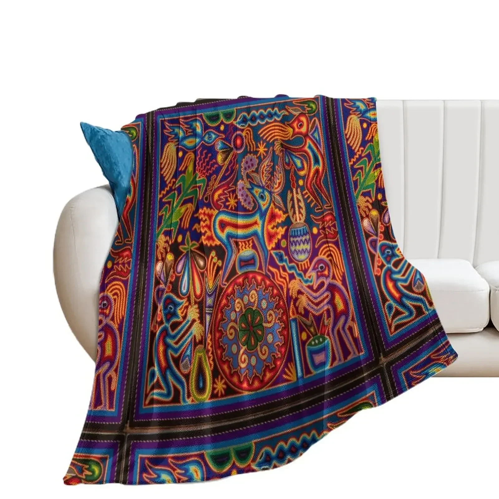 Huichol Throw Blanket Camping Decorative Sofas Beautifuls Blankets