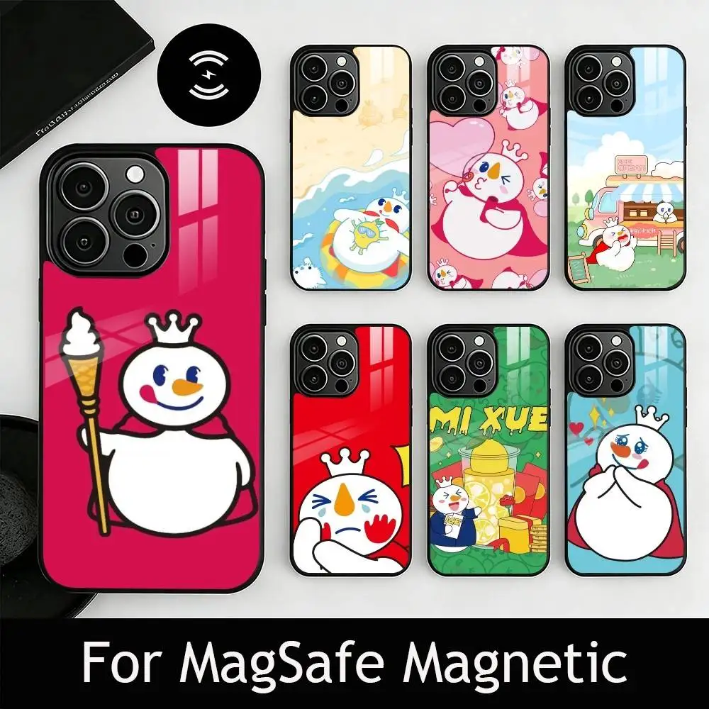

M-Mixue S-Snow K-King Phone Case For iPhone17,16,15,14,13,12,11 Plus,Pro Magnetic with Magsafe Wireless Charging