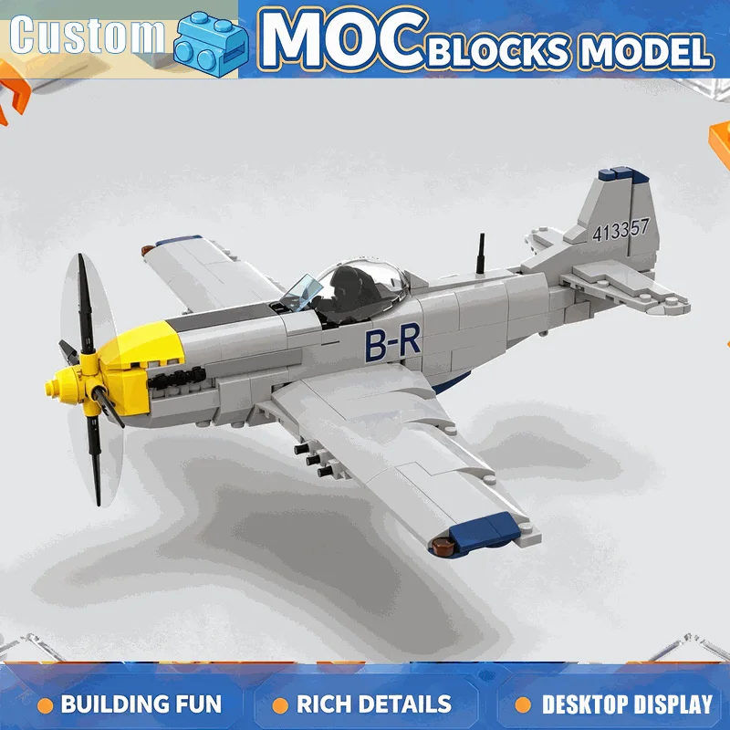 579PCS Vintage Propeller Airplane Building Blocks DIY Assembly Aircraft Model With Rotating Propeller Creative Display Gift Toy