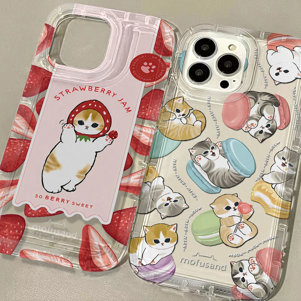 Cute mofusands cat Clear Case for Samsung Galaxy S10 S20 S20 S21 S21 S22 S23 S24 S25 FE Ultra Plus 5G Airbag Shockproof Cover