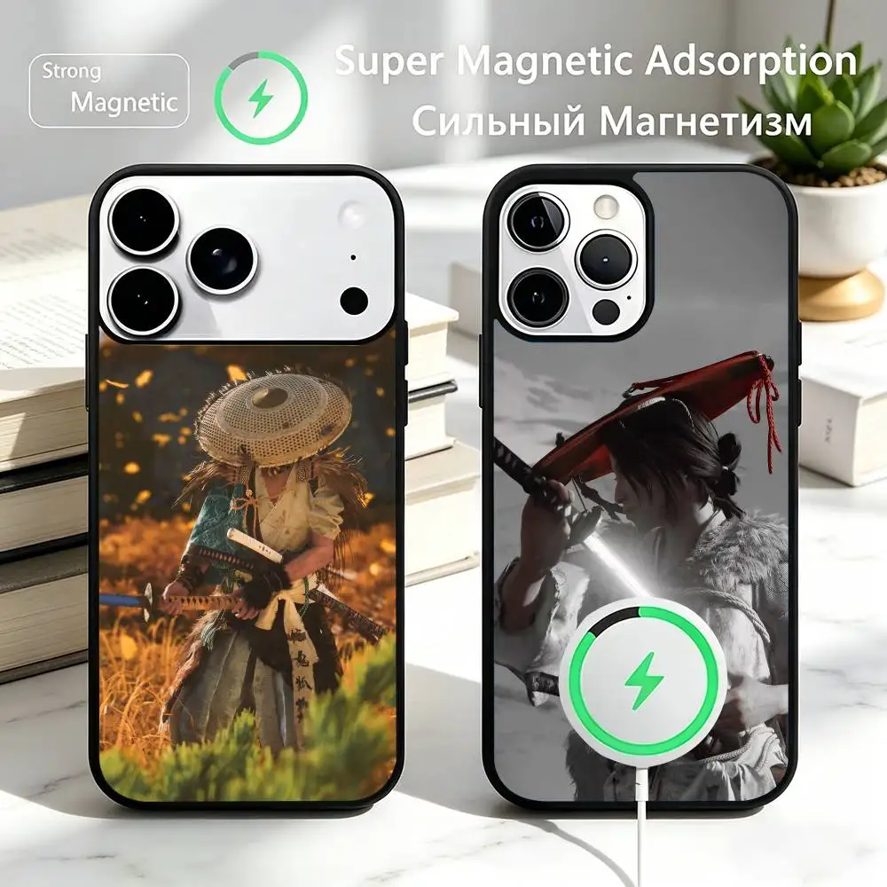 

G-Ghost of Yotei Atsu J-Jin S-Sakai Phone Case For iPhone17,16,15,14,13,12,11 Plus,Pro Magnetic For Magsafe Wireless Charging