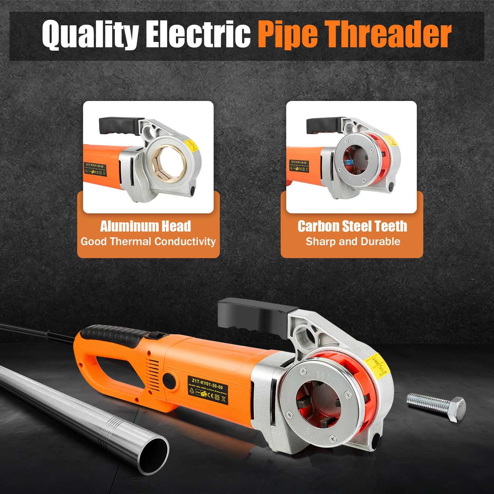 Electric Pipe Threader 2300W All-copper Motor Automatic Thread-feeding Technology for Threading in Pipeline Projects