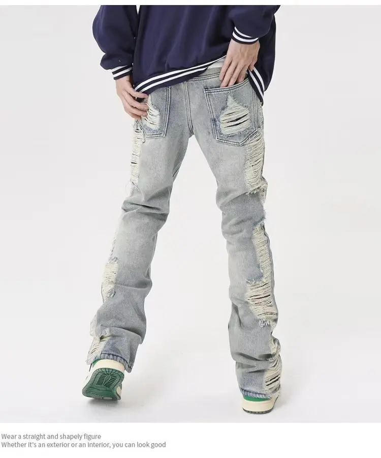 2026 Ropa Grunge Y2K Streetwear Zerrissene Baggy Jeans Hosen Herrenkleidung Gerade Hip Hop Gothic Denim Hosen Pantalon Homme – Detail 5