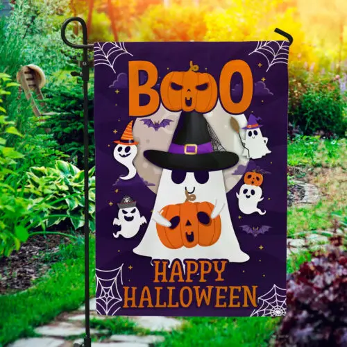 Boo Ghost Halloween Gifts for Halloween Christmas Birthday Friends Garden Flag