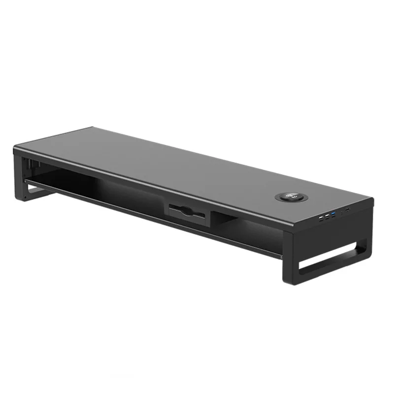 Metal Monitor Riser Stand, Desktop Elevated Shelf with USB Hub / Wireless Charging / RGB Light Optional
