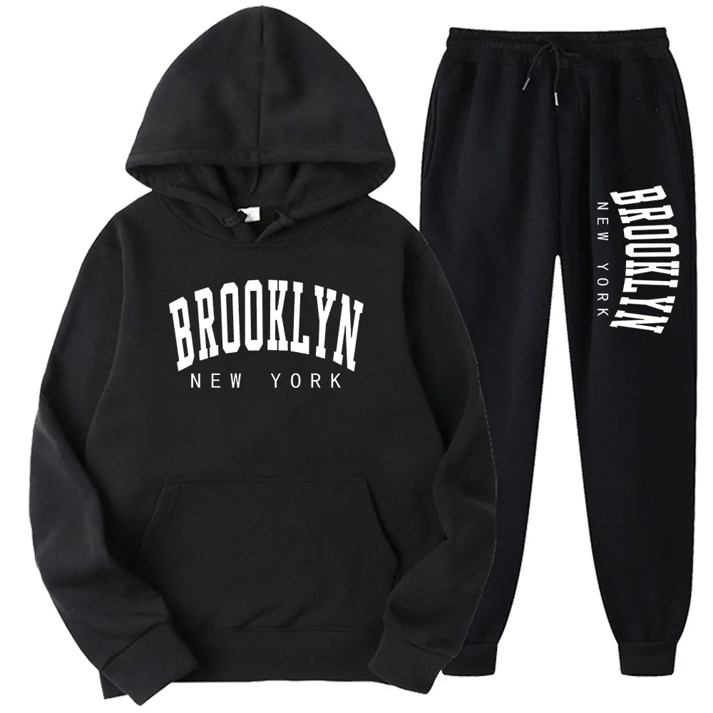 BROOKLYN NEW YORK Otoño Invierno hombres mujeres Sudadera con capucha traje de algodón puro pareja sudaderas para correr ropa de calle de gran tamaño nuevo