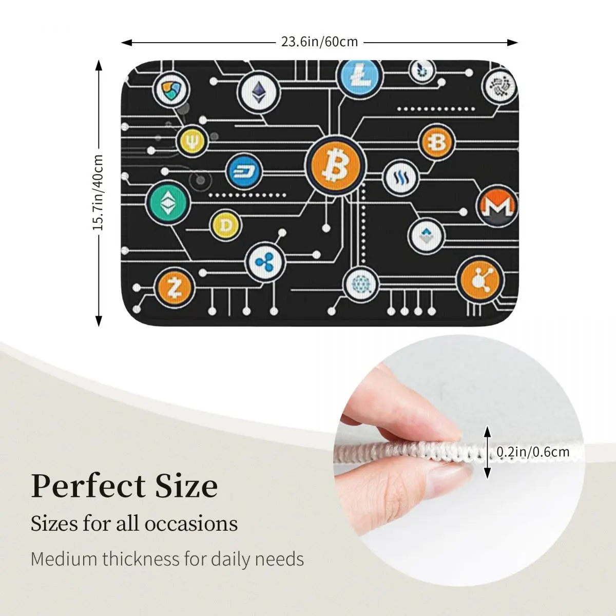 Cryptocurrency Bitcoin Cryptocurrency Altcoin Blockchain Logo Home Floor Mat Anti-slip Carpet Rug for Balcony Footpad Mats