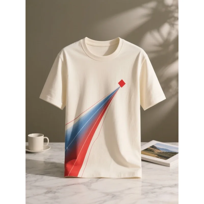 

MOTO-Новая летняя модная быстросохнущая свободная футболка с ярким принтом лучей для взрослых