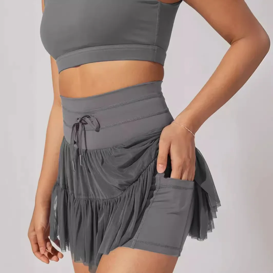 

Summer High Waisted Skirts with Anti Glare Short Skirt Strap Design Pleated Skirt for Women Harajuku Style m