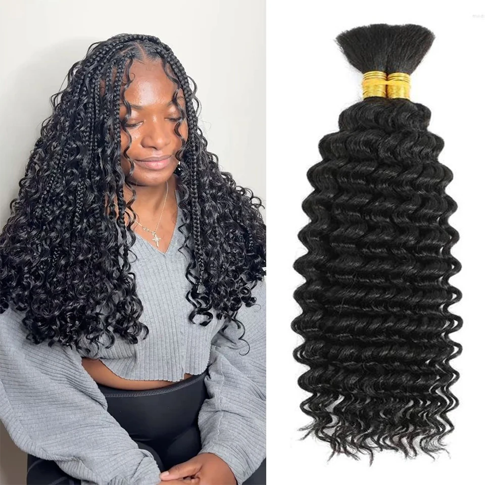 

Curly Bulk Hair For Braiding Afro Boho Curls Water Wave Human Hair Bulk For Braiding No Weft Braiding Hair Natural Black