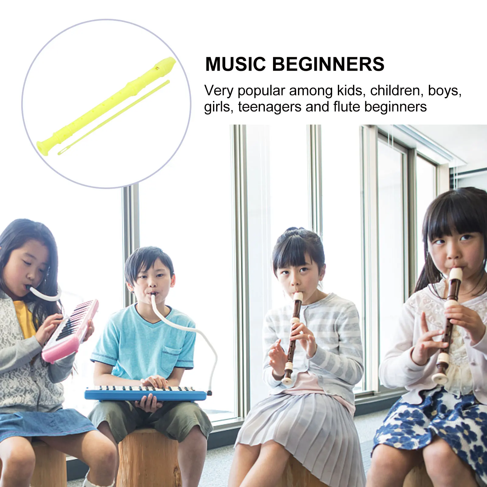 

1PC Soprano Recorder for Kids Children's Musical Instruments Bright Sound ABS Clarinet Educational Toy Yellow Mini