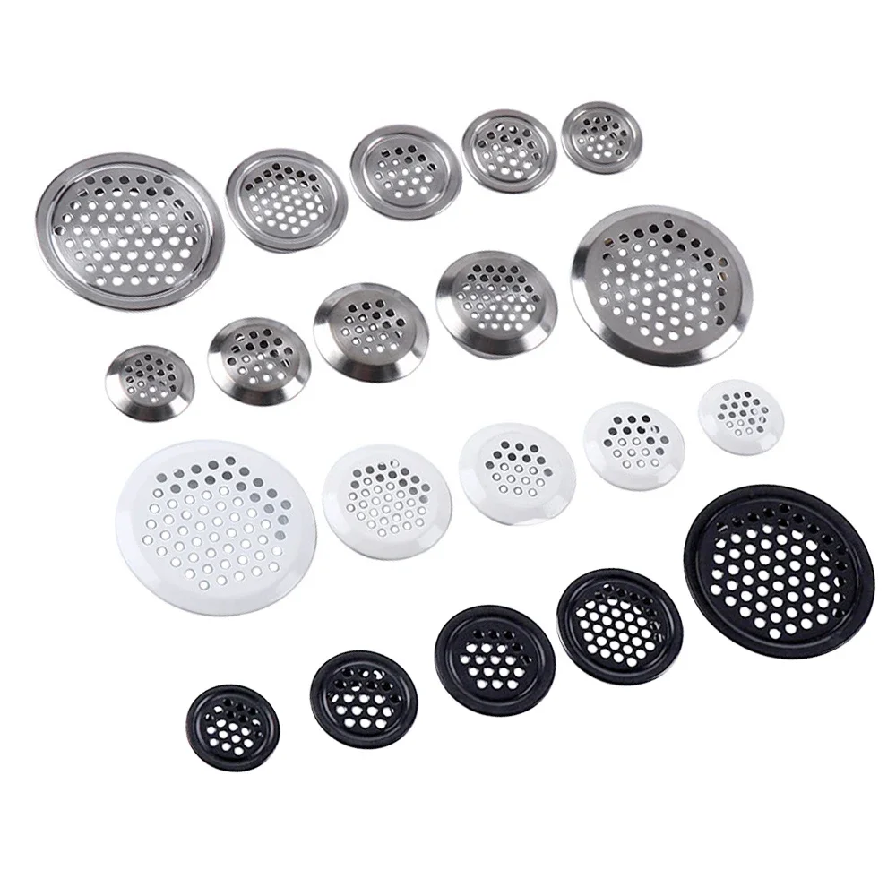 10PCS/Lot Stainless Steel Air Vent Grille Cover Black White Wardrobe Cabinet Mesh Hole Ventilation Plugs Dia.19mm 25mm 35mm 53mm