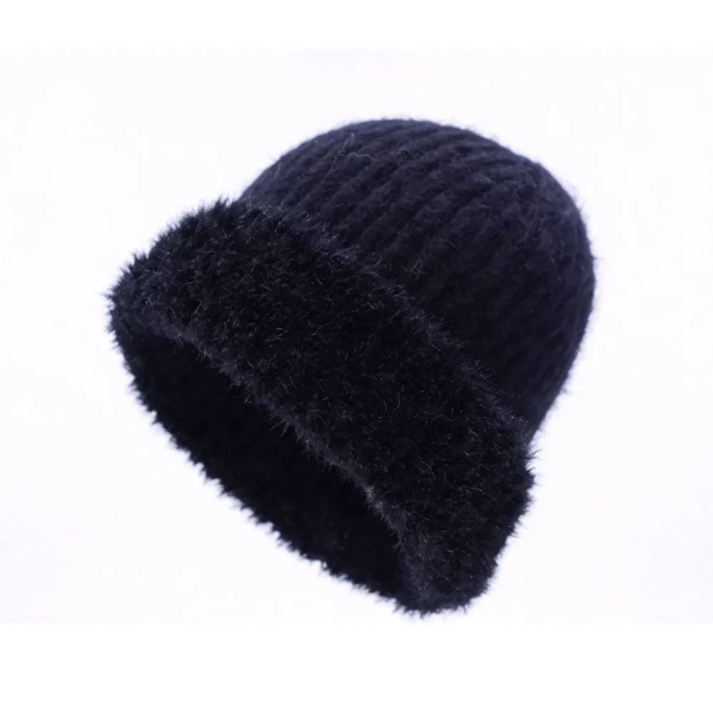 Polyester Knitted Beanie Hat Large Head Circumference Fleece Lined Fleece Lined Skull Cap Windproof Warm Winter
