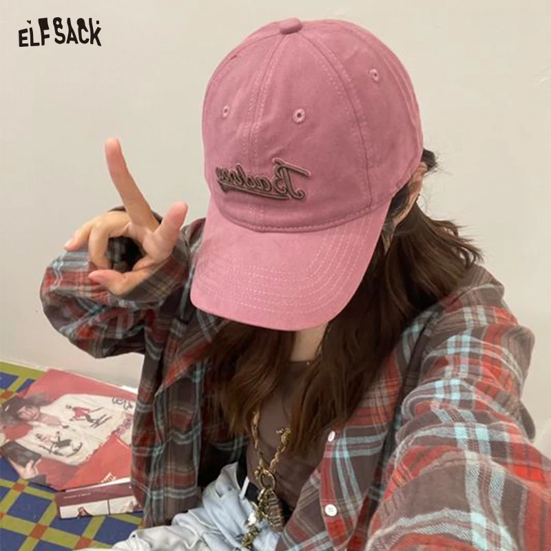 

Elfsack 2025 Summer New Arrivals Pink Letter Embroidered Baseball Casual Cap For Women