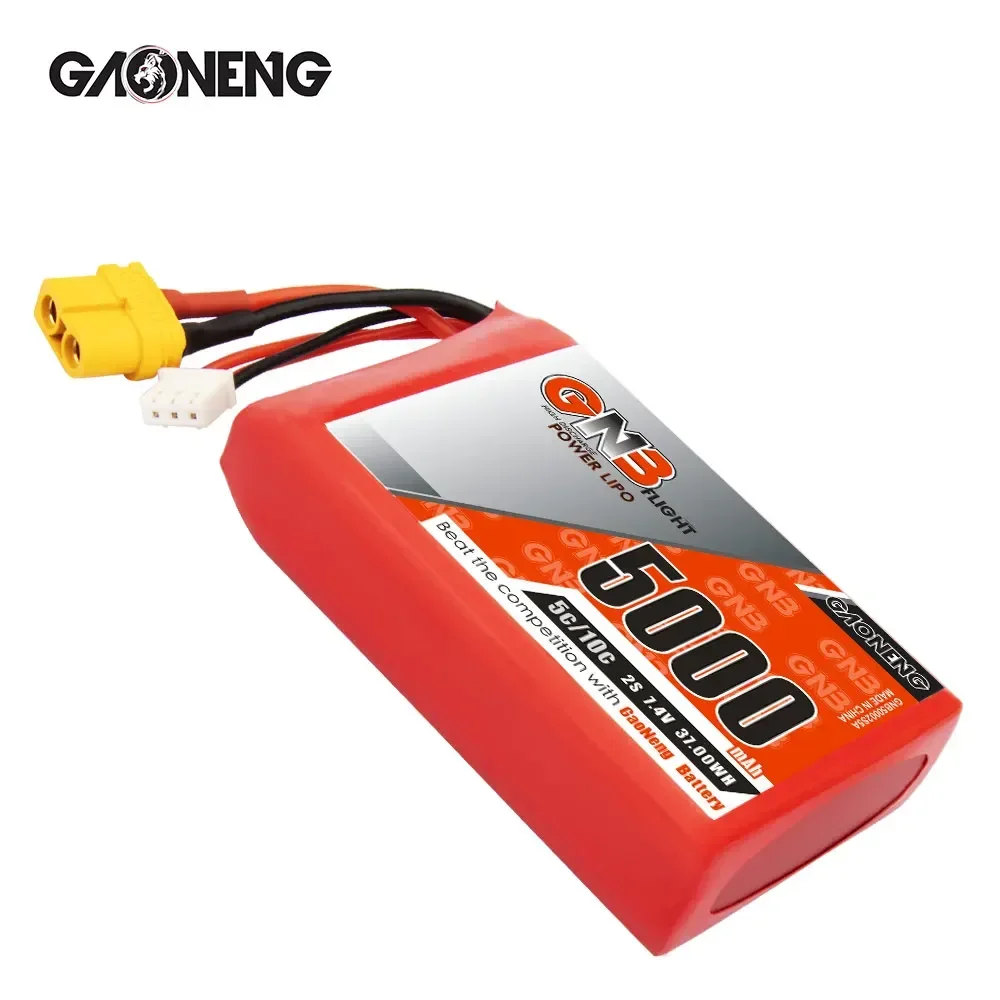 GNB 7.4V 5000mAh 2 s1p 5C/10C bateria Lipo z wtyczką XT60 dla Radiomaster TX16S nadajnik zdalnego sterowania części do zdalnego sterowania